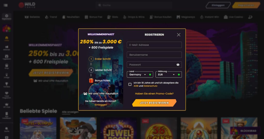 Wild Tokyo Registrieren