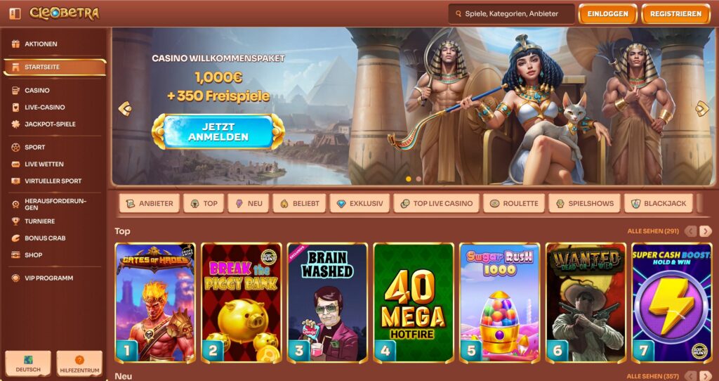 Cleobetra Casino Bild der Startseite