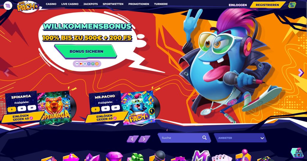 MrPacho Online Casino Bild der Startseite